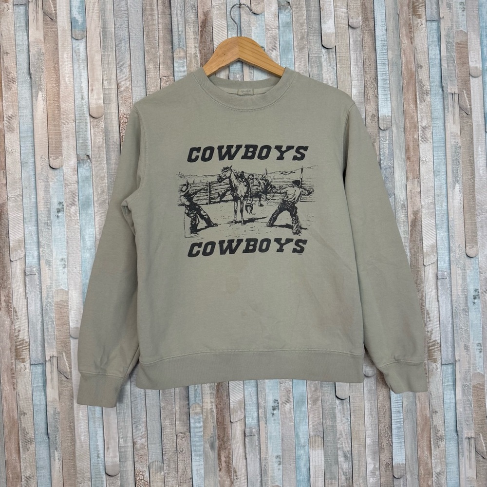 John Galt Cowboy Western Crew Neck Sweatshirt Pullover Top Rodeo Brandy Melville - Picture 2 of 10